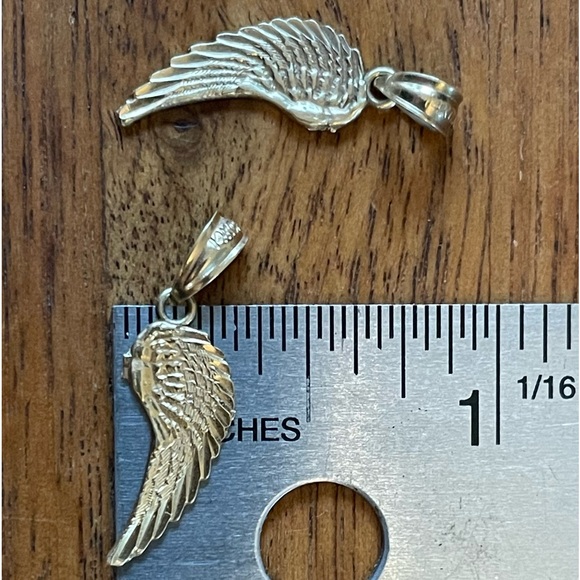 14k solid gold wing pair pendants - Picture 2 of 7
